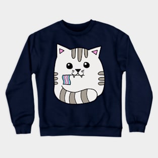 transgender pride flag cat Crewneck Sweatshirt